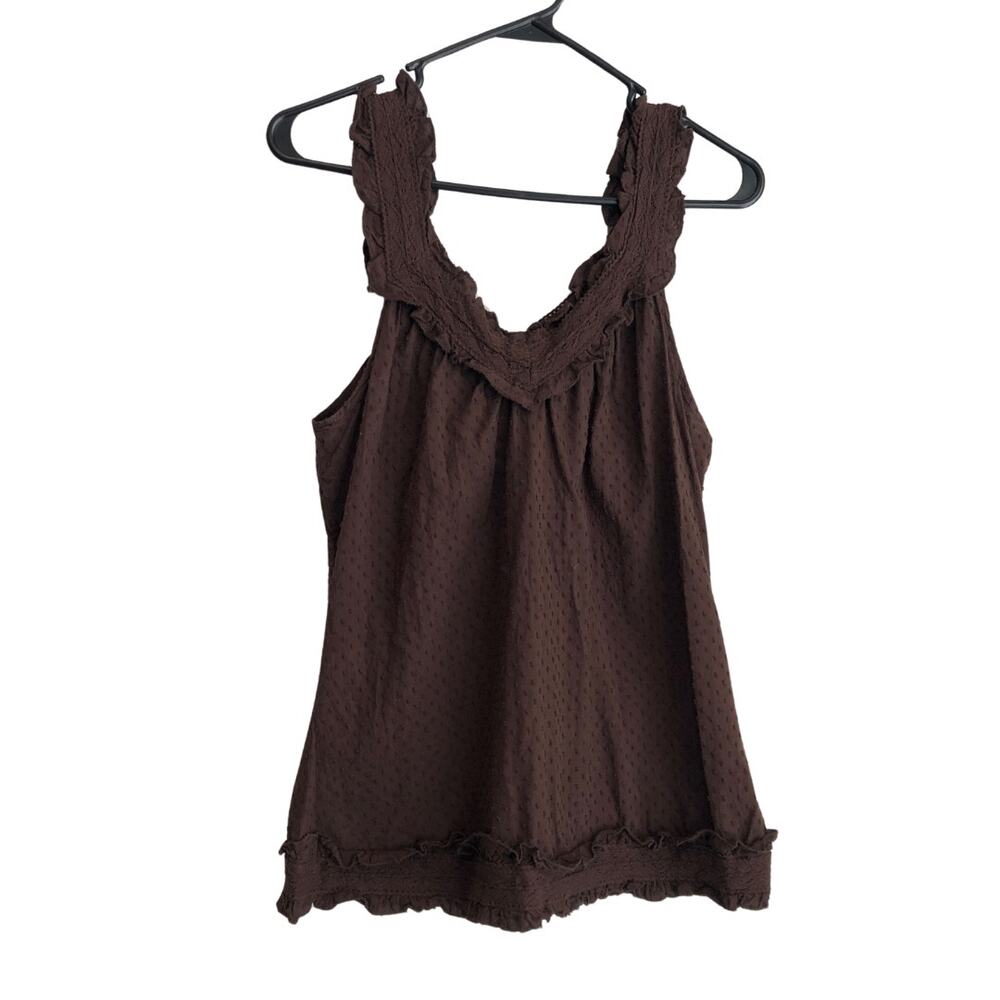 Chocolate brown textured sleeveless top